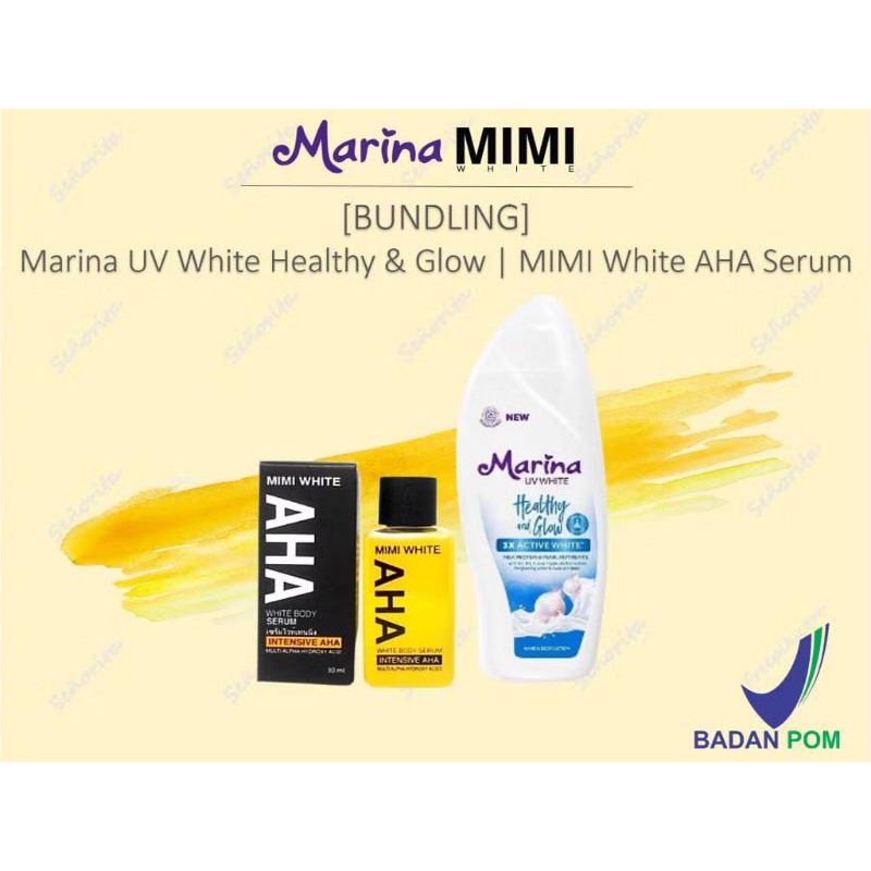 Marina 460ml +AHA// Marina Combo AHA // Marina UV White Healthy & Glow// Marina White Biru// Marina 