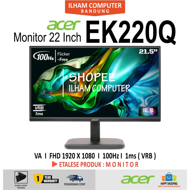 LED Monitor ACER EK220Q H3 - Full HD 22" Inch 100Hz VA HDMI