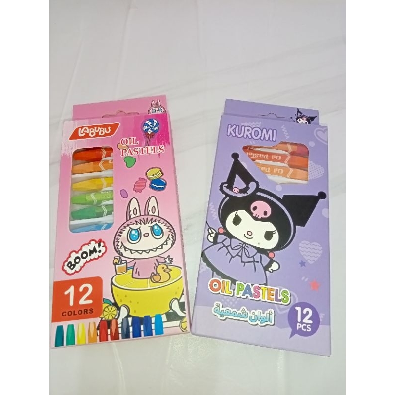 

crayon karakter labubu&kuromi oil pastel kanvas 12 warna