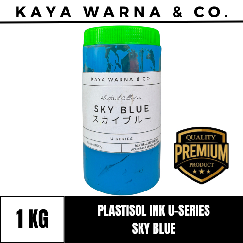 

Tinta Sablon Plastisol Ink SKY BLUE U-Series KAYA WARNA & CO. (1kg)