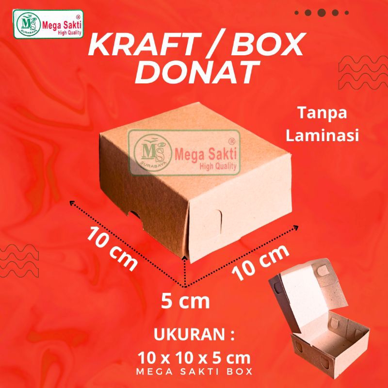 (ISI 10 PCS) DOS / DUS DONAT / KRAFT BOX DONAT / BOX DONAT SATUAN / BOX DONAT ISI 1