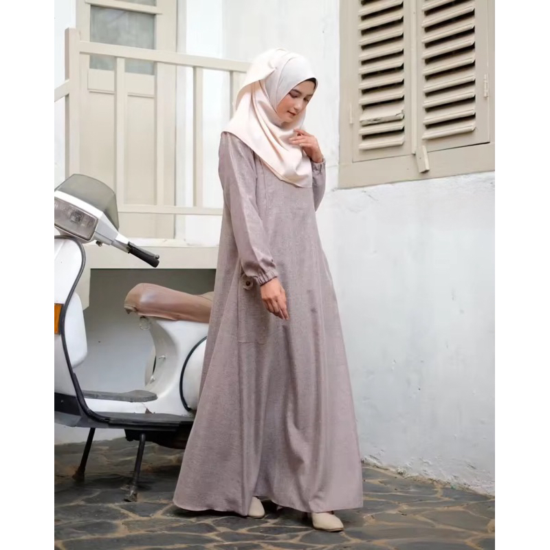 FREE ONGKIR GAMIS POLOS SAKU DEPAN BAHAN MADINAH BY RIZARU