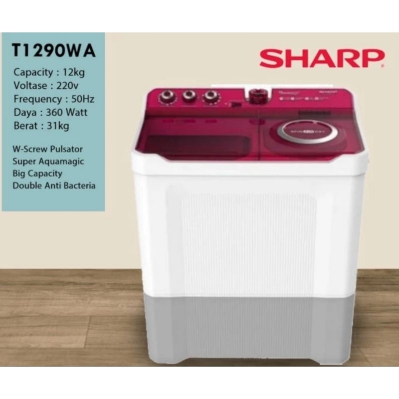 SHARP MESIN CUCI 2TB 12 KG ES-T1290WA