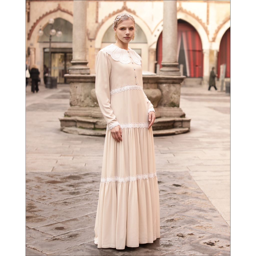 IVAN GUNAWAN PRIVE - Khaleesi Dress Cream Busana Muslim Modest ORIGINAL By IVAN GUNAWAN