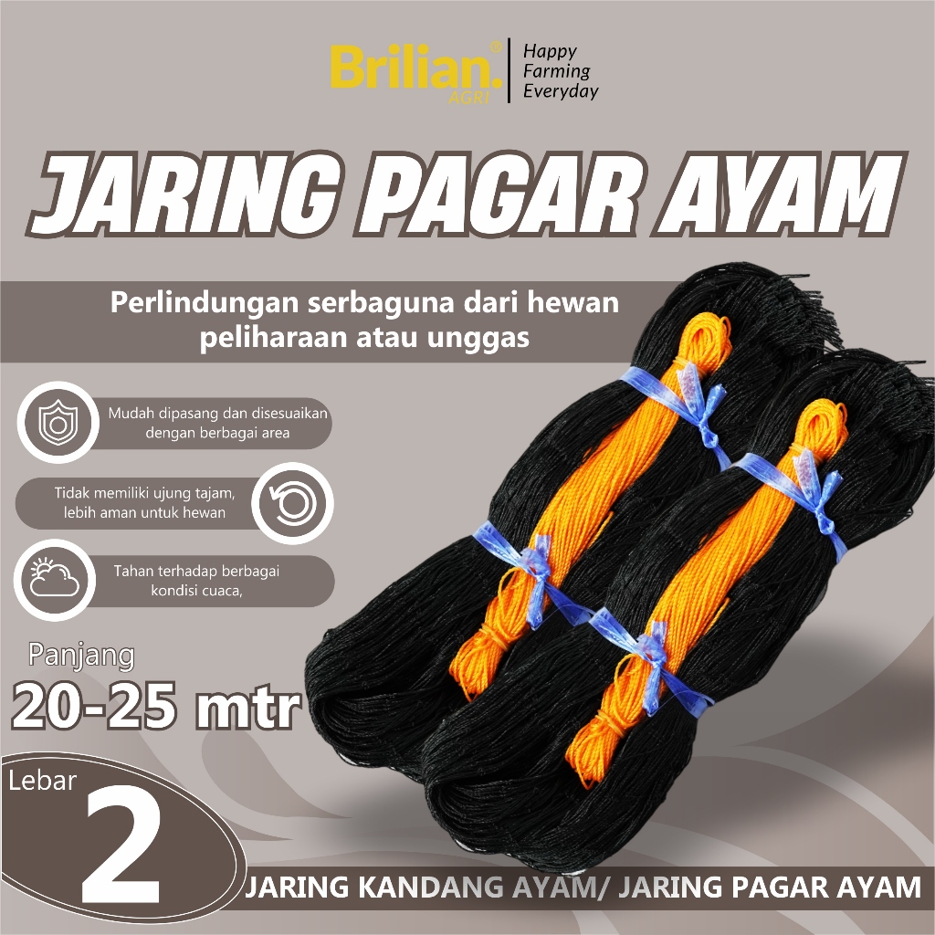 BRILIAN-Jaring Pagar Ayam 2 Meter Jaring Kandang Ayam Lebar 2 Meter Panjang 20-25 Meter