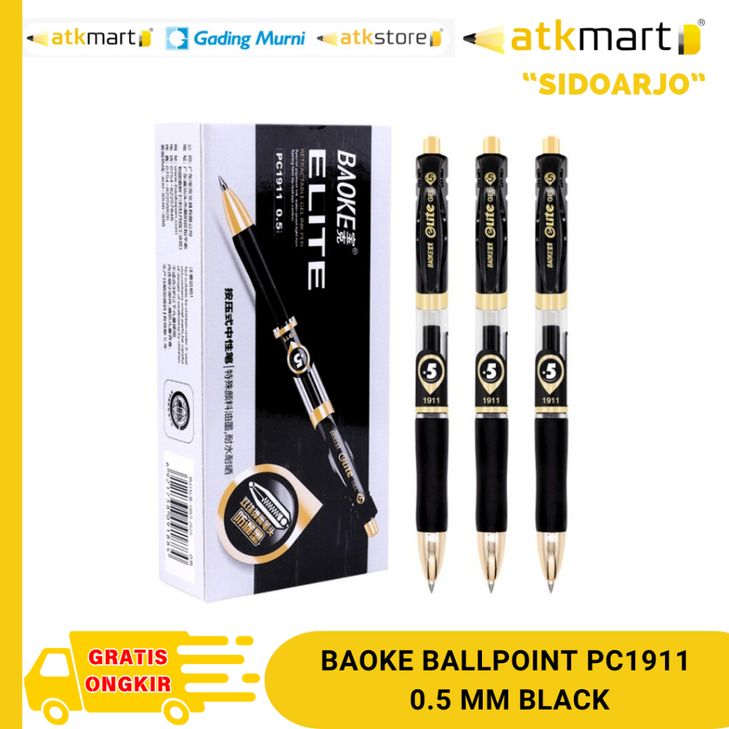 

BAOKE BALLPOINT GEL RETRACTABLE PC1911 0.5 MM - BLACK / BULPEN GEL