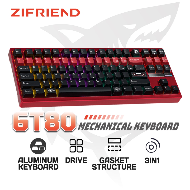 FURYCUBE GT80 75% TKL Mechanical Keyboard - Golden Sunrise, Tri-Mode Wireless, RGB Backlighting, PBT Keycaps