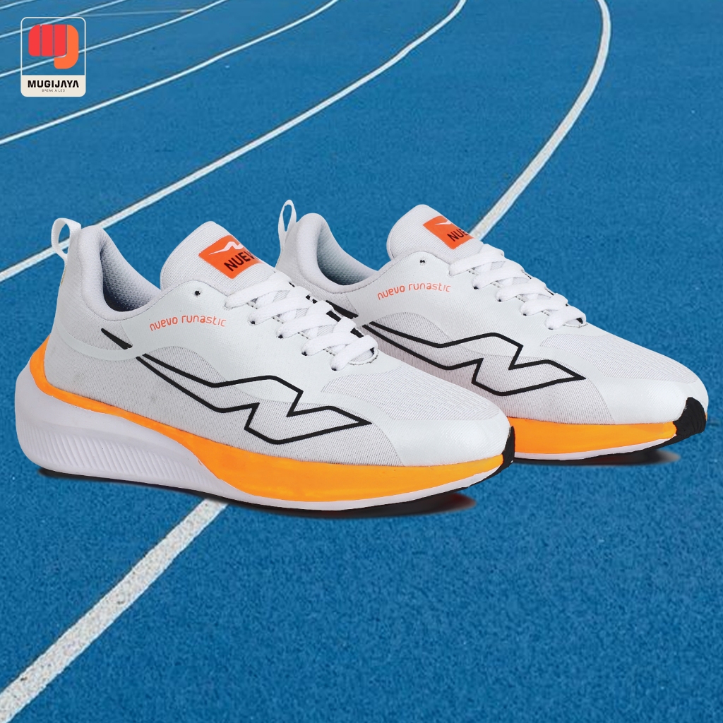 SEPATU RUNNING PRIA NUEVO NEW RUNASTIC PUTIH OREN OLAHRAGA SNEAKERS