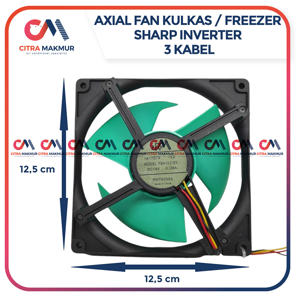 Axial Fan Kulkas Sharp Inverter 3 Kabel 15 Volt Kipas Kondensor Evaporator Chiller Freezer Tebal