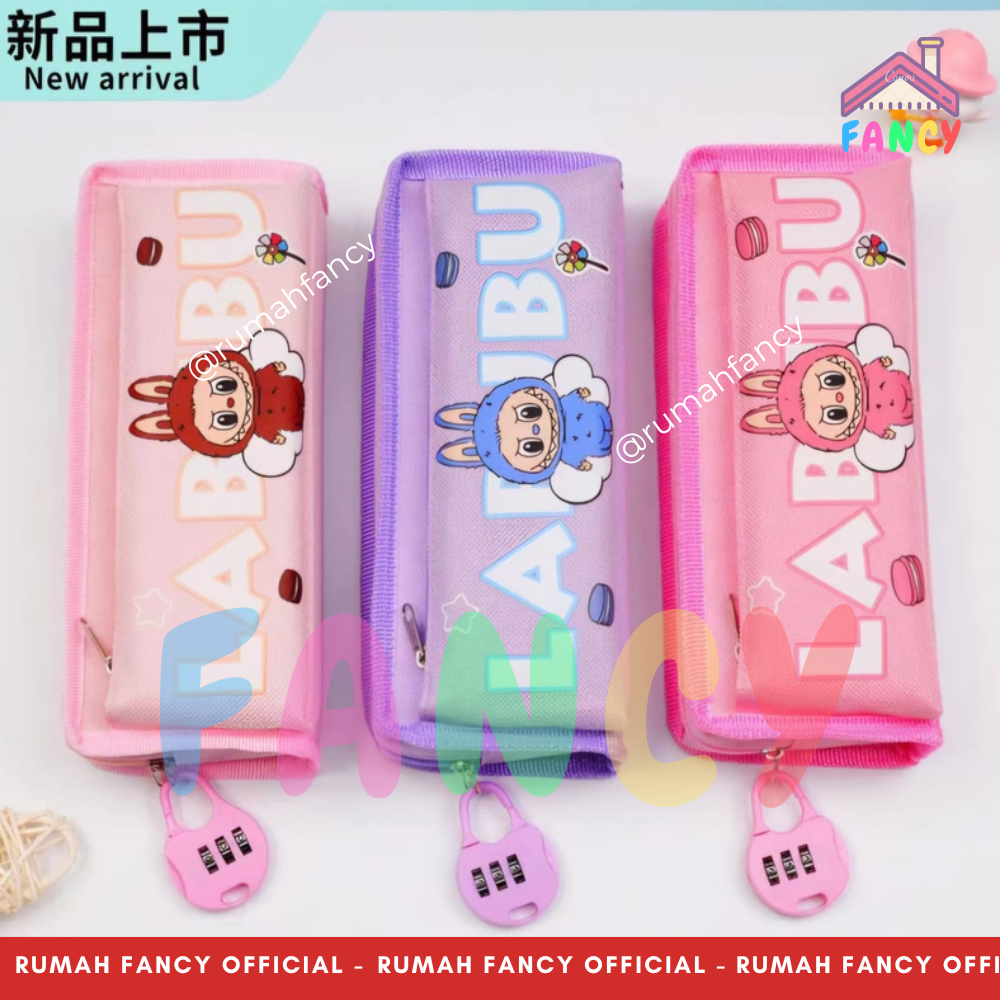 

Tempat Pensil Sleting IMPORT + Gantungan LABUBU BT 2772 PIN PASSWORD KUNCI CUTE Premium Pensil Case Sekolah Anak Unik Lucu Murah