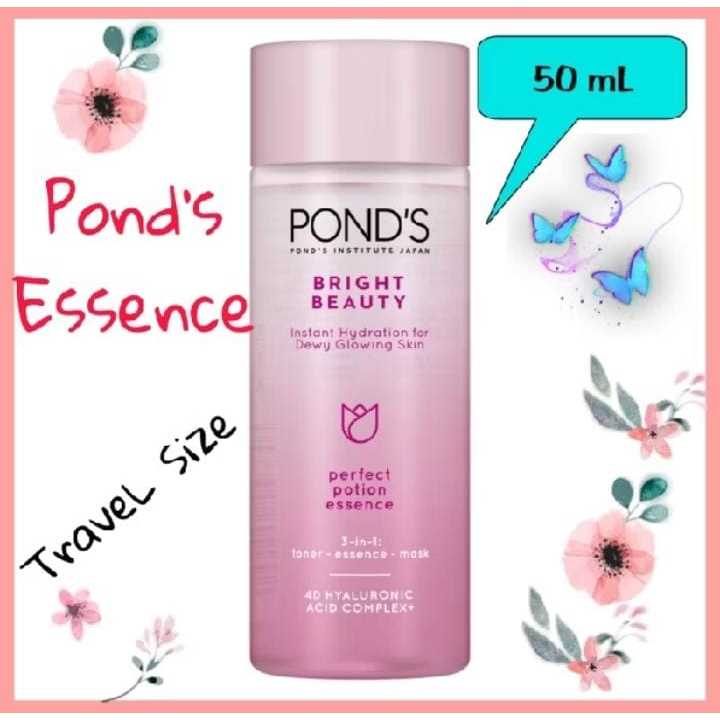 Essence + Toner PONDS 3 in1 Perfect Potion Bright Beauty Hyaluronic Acid & Niacinamide 50ml - POND'S