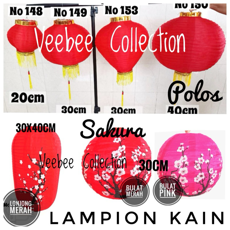 Lampion Kain Imlek / Lampion Merah Bahan kain 20cm 30cm 40cm