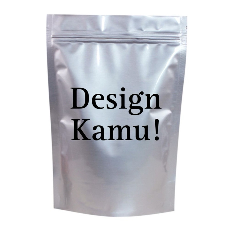 CUSTOM SABLON Pure alumunium foil standing pouch ziplock kemasan makanan PREMIUM FREE DESIGN