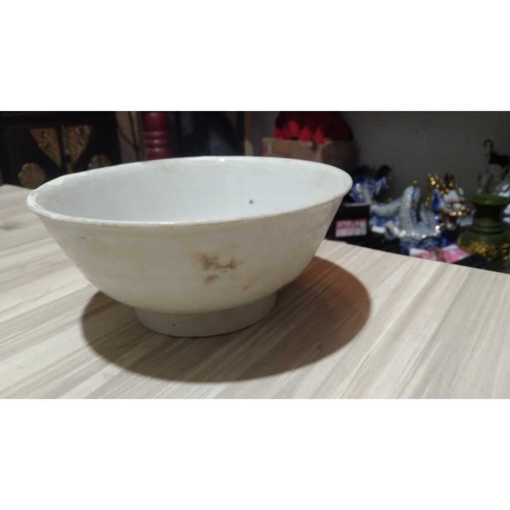 Mangkuk Keramik Temuan Laut Polos Putih Kuno Jadul Antik