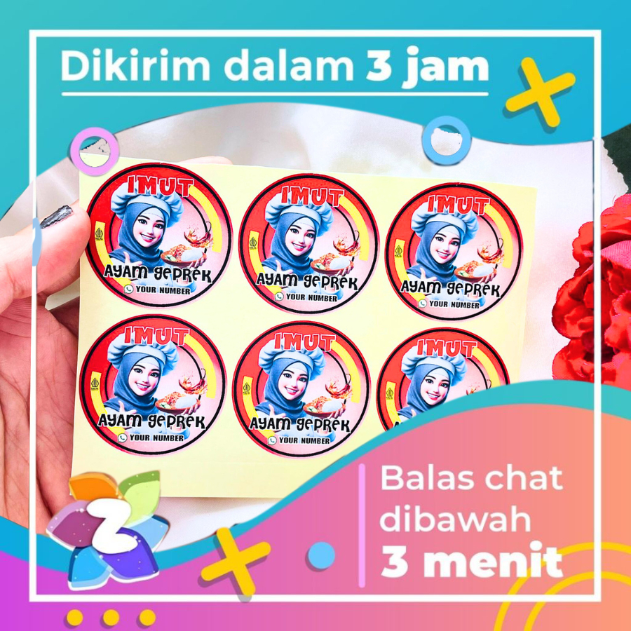 

9-15 Zennida Stiker Merk Ayam Geprek Goreng Bakar Sticker Produk Makanan Catering Nasi Label Logo
