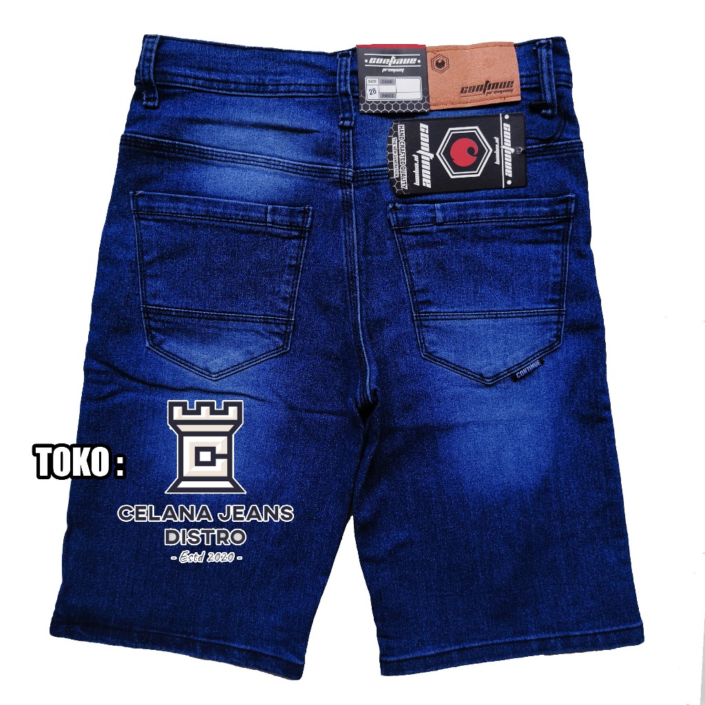 Celana Jeans Pendek Pria Biru Gelap Distro Continue