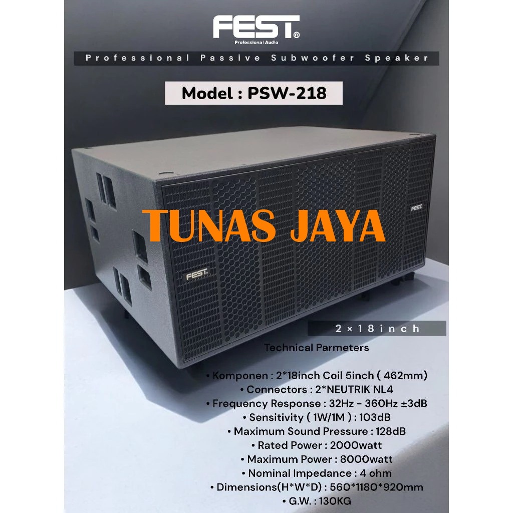 Subwoofer Pasif FEST PSW218 subwoofer Fest PSW 218 Original 2 x 18 Inch 2000 Watt