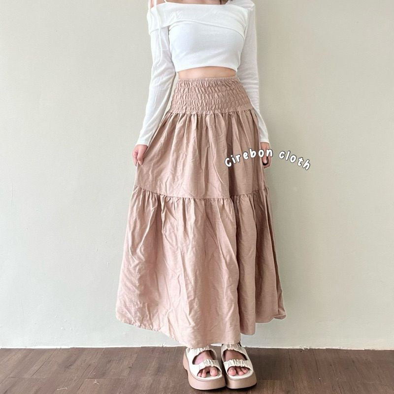 Cirebon Cloth - Kelly Skirt / Rok susun Linen / Rok korea style linen / Rok linen / Rok vintage line