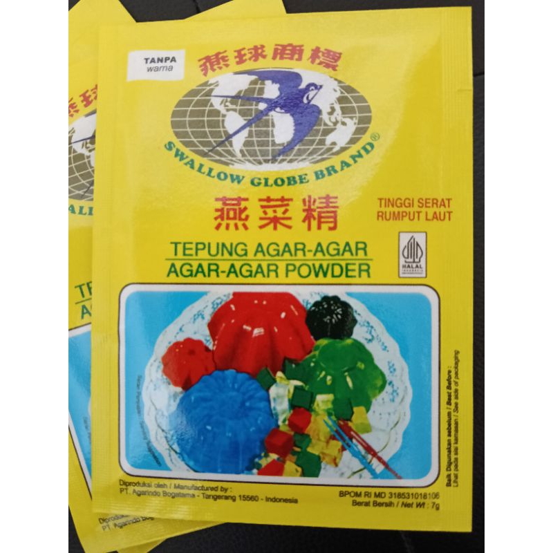 

Agar-Agar agar agar Swallow Globe Putih plain kemasan sachet 7gr