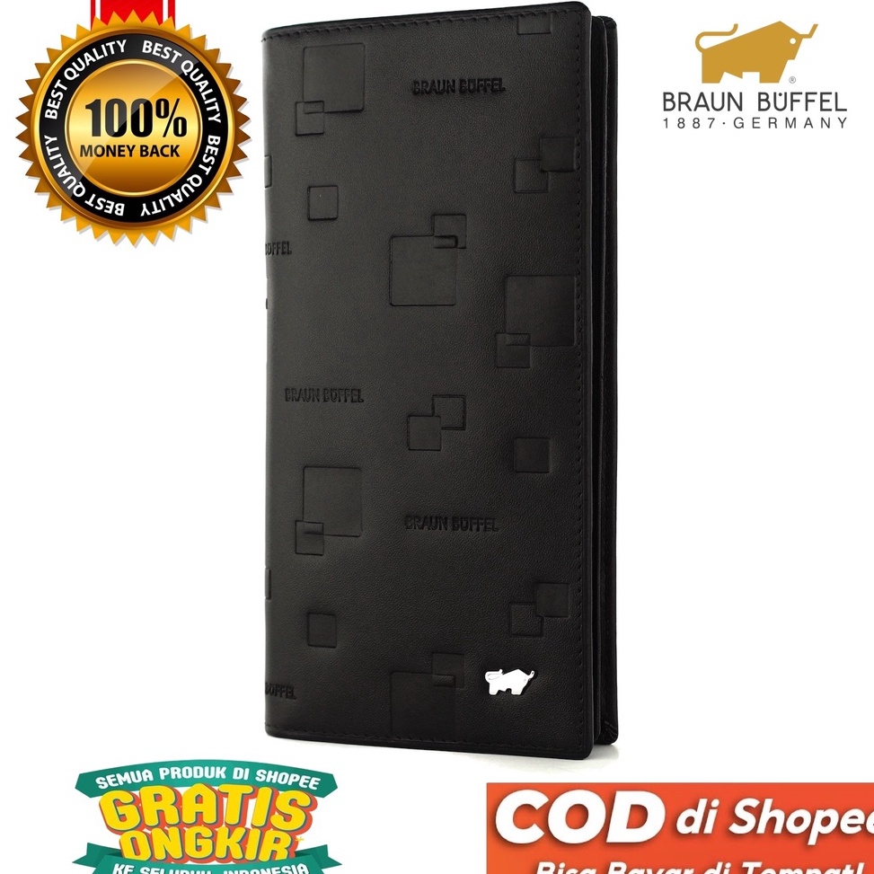 Koleksi Terbaru BRAUN BUFFEL Dompet Panjang Pria Bahan Kulit Sapi Asli Lipat Long Men Wallet Premium
