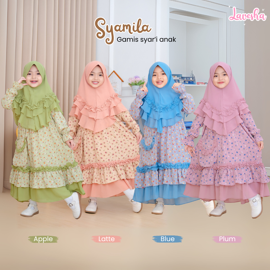 Lavesha Kids - SYAMILA GAMIS SYARI SET (FREE TAS CANTIK) Crinkle Aleva Mix Ceruty Babydol Premium