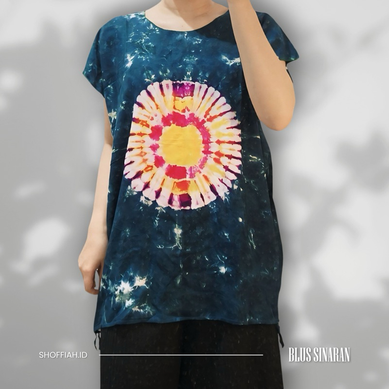 Blus sinaran/Kaos Batik Jumputan/Atasan Kaos Bali bahan katun Adem dan ga tipis