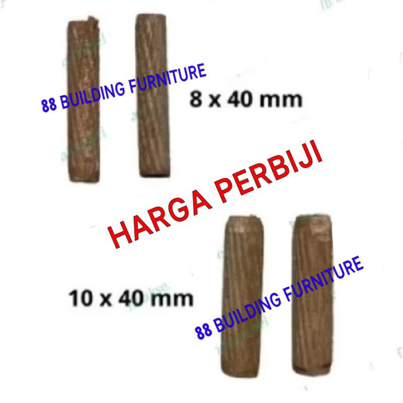 PERBIJI,, DOWEL KAYU ULIR KECIL BESAR 8x40 mm 10x40 mm / AMBALAN PEN PIN KAYU UNTUK SEKAT PENYEKAT R