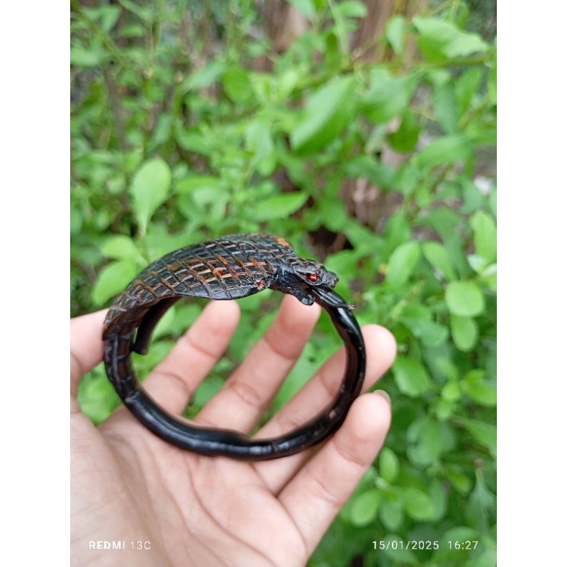 gelang akar bahar hitam ukir cobra