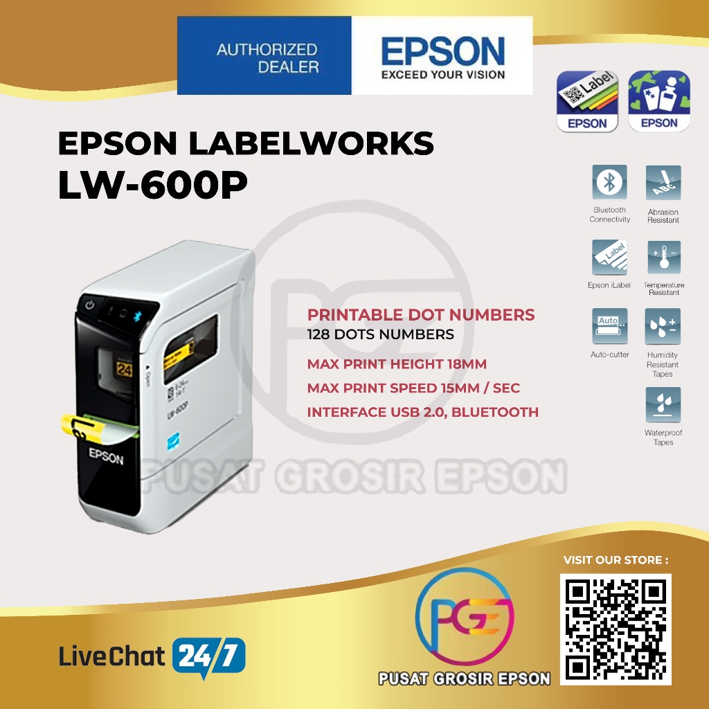 

Printer Label Epson LabelWorks LW-600P LW600P LW 600P Bluetooth PC-Connectable