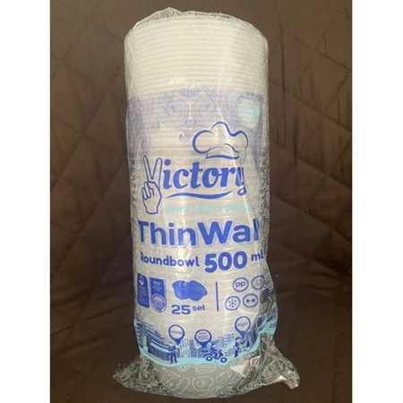 Victory Thinwall 500ml Bulat Mangkok (25) Halal Plastik Cup Pudding Slime Wadah Makanan Tempat Slime