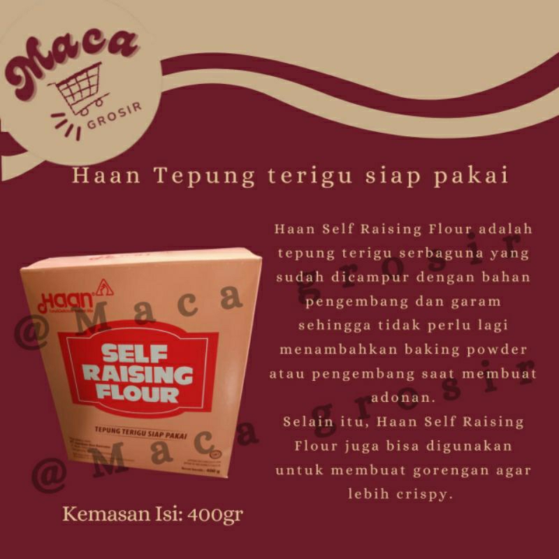 

Haan self raising flour 400gr/terigu serbaguna