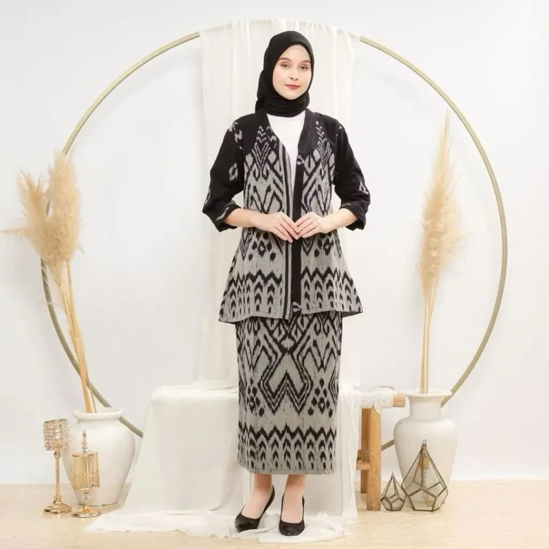 BAJU TENUN WANITA ONE SET / SET PAKAIAN WANITA / ONE SET OUTER TENUN & ROK TENUN