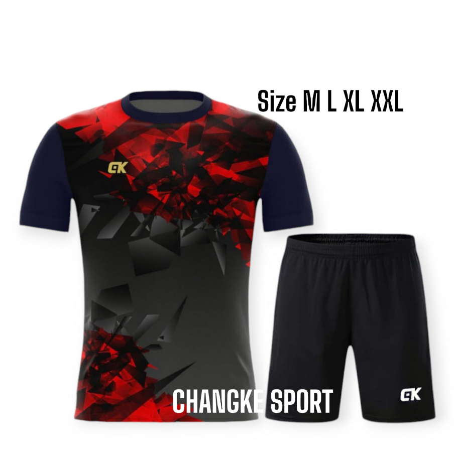 Setelan Kaos Olahraga Pria Printing untuk Futsal Voli Ukuran M L XL XXL