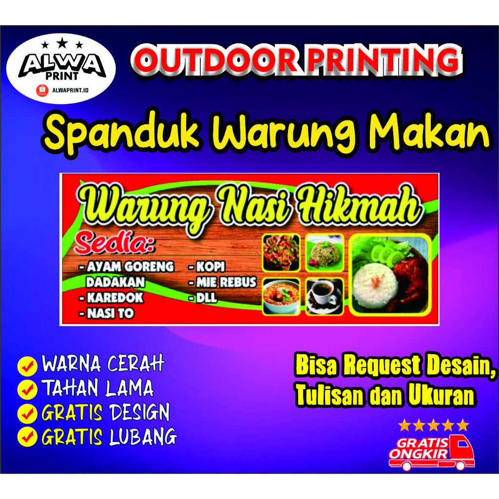 SPANDUK WARUNG MAKAN / SPANDUK WARUNG NASI / SPANDUK MAKANAN / SPANDUK JUALAN / SPANDUK RUMAH MAKAN/