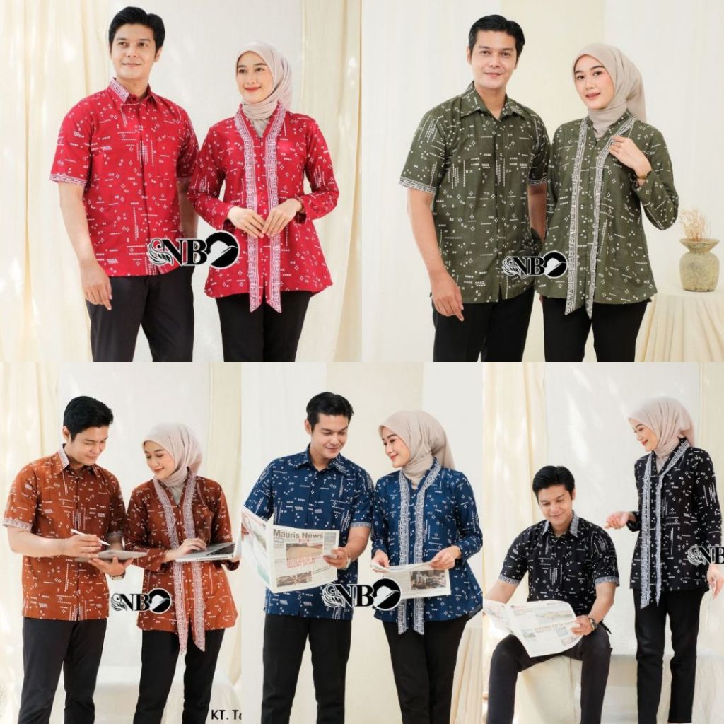 Batik Couple Atasan Baju Batik Modern Couple Batik Blouse dan Hem Lengan Pendek