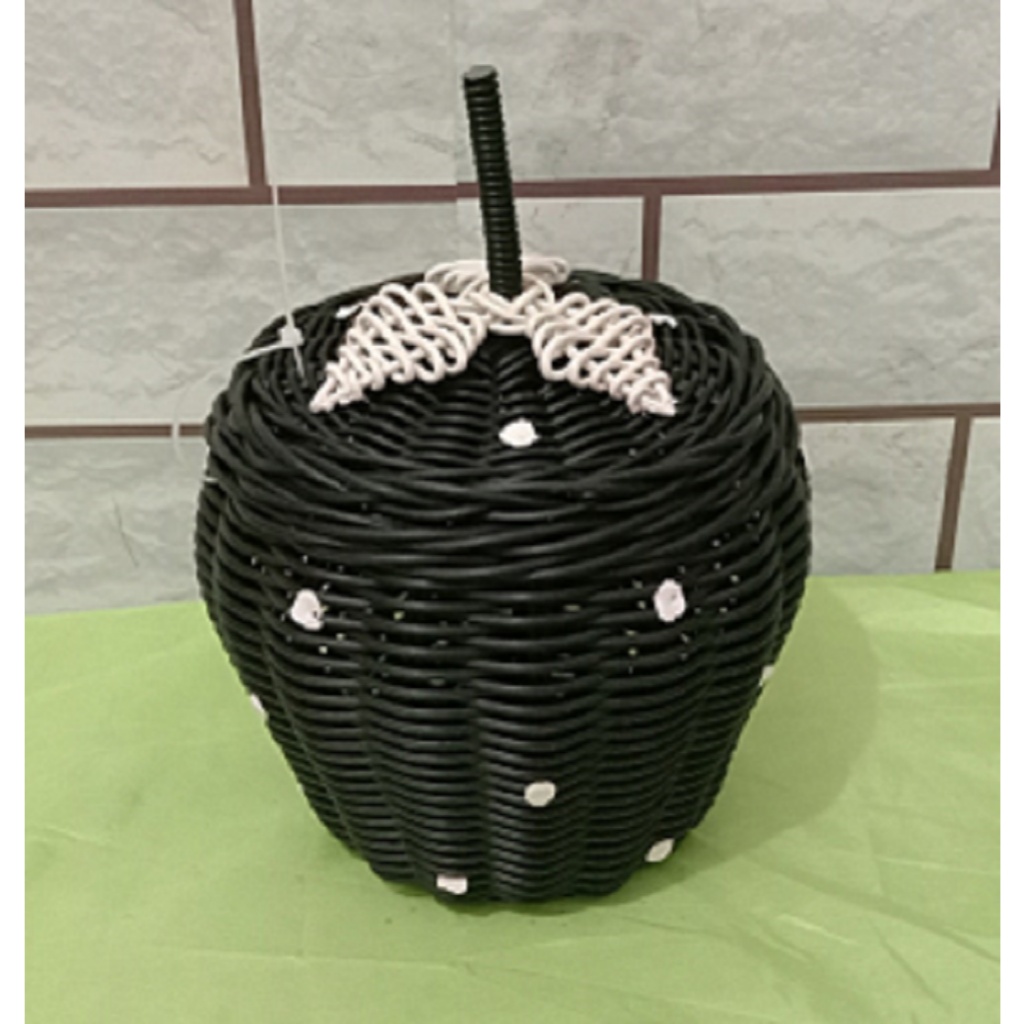 (READY STOK) TOPLES STRAWBERRY/ TEMPAT PERMEN ROTAN SINTETIS BENTUK STRAWBERRY keranjang mini toples