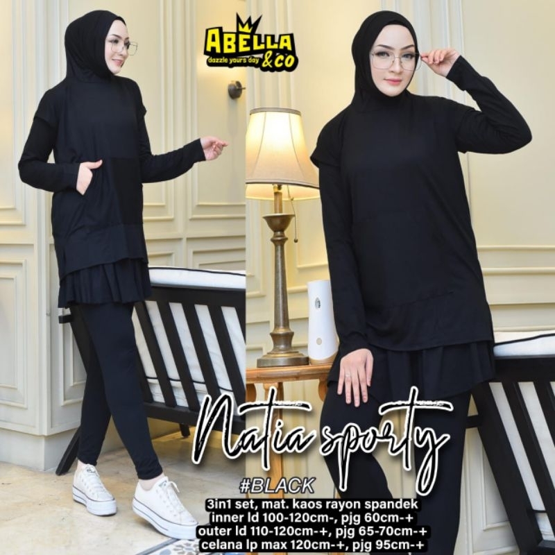 natia sporty baju olahraga hijab setelan olahraga muslim ori solo