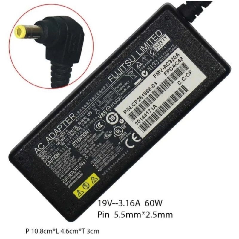 Adaptor Charger Laptop Fujitsu Q572 Q616 Q665 Q702 Q704 19V 3.16A 60W