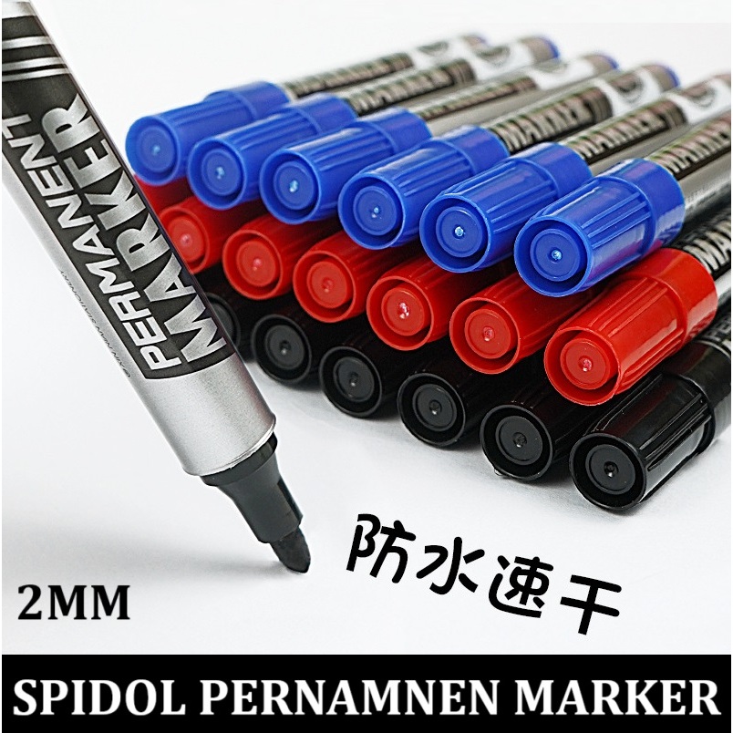 NEW Permanent marker Spidol tinta permanen biru hitam merah 2 mm no.700 original import besar brush 