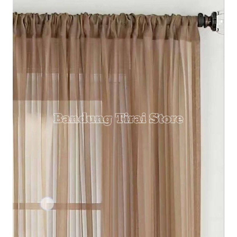 Gorden Vitrase import model serut warna coklat abu dan putih