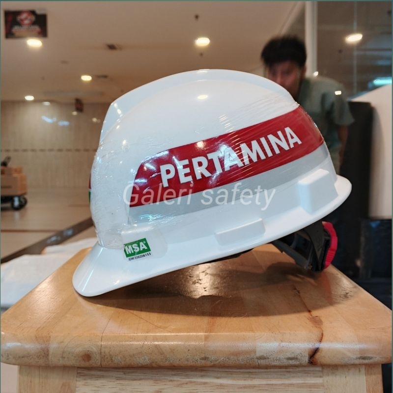 Helm Safety Pertamina MSA V-Gard Lokal Fastrack -Helm Safety Logo Pertamina