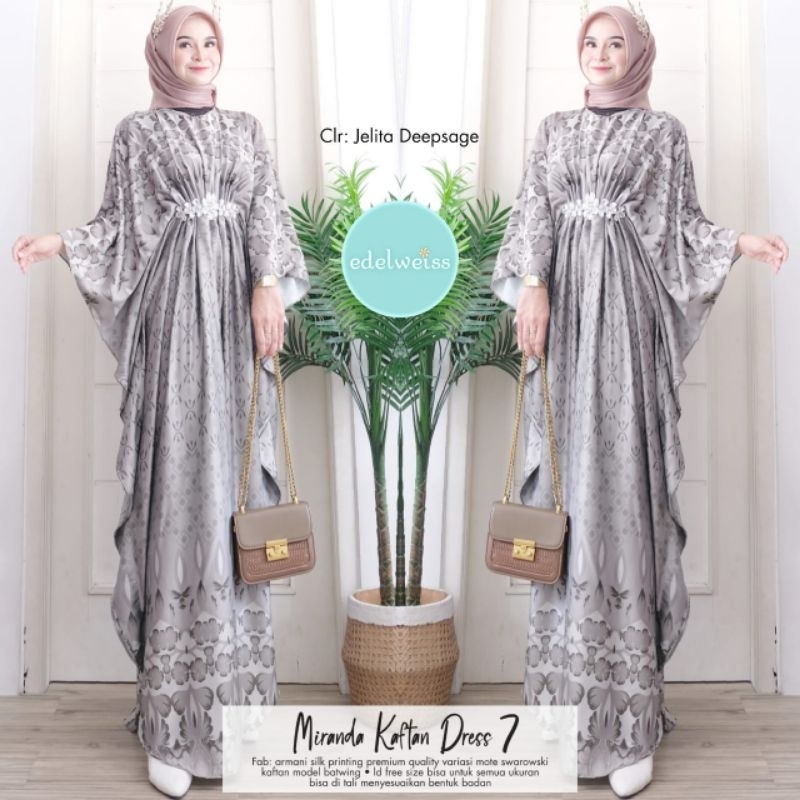 MIRANDA KAFTAN DRESS #7 BY EDELWEISS | KAFTAN TERBARU LIMITED EDITION BAHAN ARMANI SILK|  DRESS MUSL