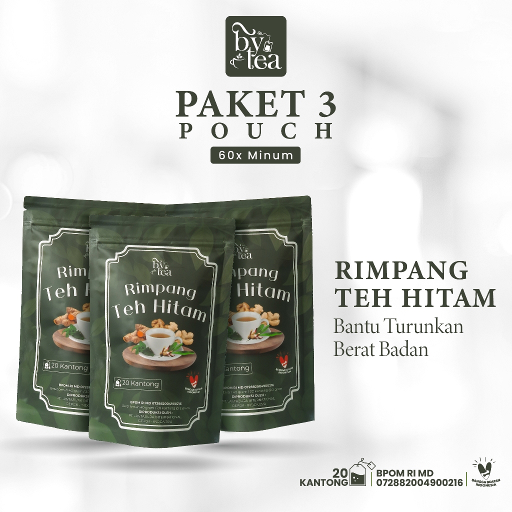

Bytea - Rimpang Teh Hitam Premium Tea 3 Pouch Pelangsing Penurun Beat Badan Diet Detoks