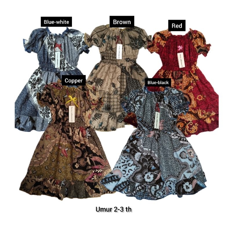 Batik anak perempuan dress batik anak perempuan batik full umur 2-3 tahun