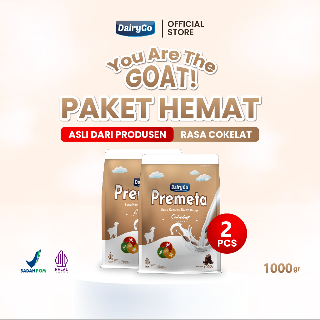 

Susu Kambing Etawa Bubuk 1kg Untuk Tumbuh Kembang Anak - Rasa Cokelat - DairyGo Gold - Paket 2x