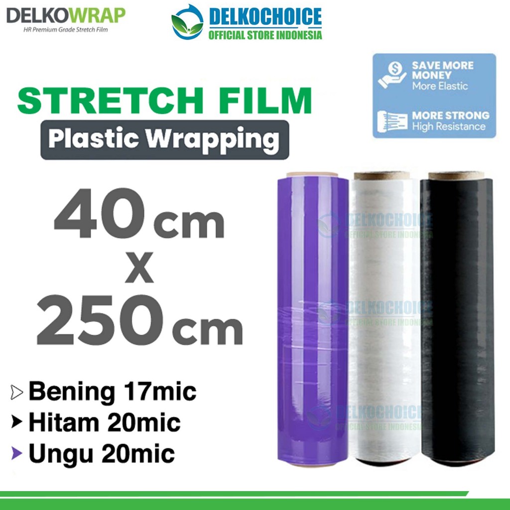 

Plastik Wraping Stretch Film 40cm x 250m Pembungkus DELKOWRAP PREMIUM / SATUAN