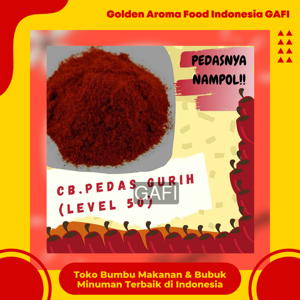 

GAFI Food Cabe Bubuk Pedas Asin Gurih (Level 50) 1 Kg Enak Murah Lezat Halal, Spicy Salty Savory Chili Powder (Level 50) 1Kg