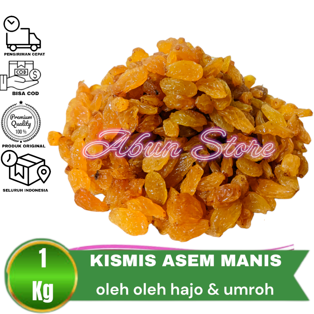 

Abun Store Kismis Asem Manis 1 kg 250grOleh Aleh Hajo & Umooh