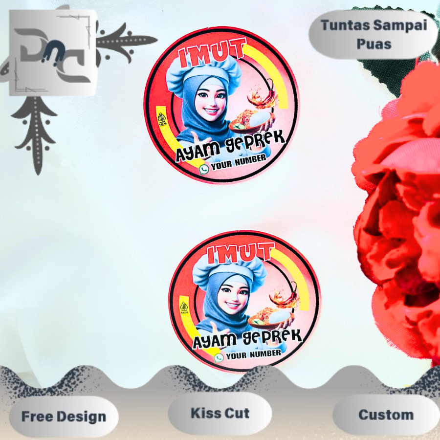 

5-8 Dnd Stiker Label Makanan Berat Ayam Geprek Goreng Sticker Bentuk Bulat Free Desain Custom Nama