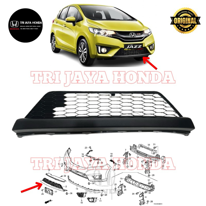 Grill Bumper / Ram Bumper Bawah Jazz GK 5 2014 2015 2016 2017 2018 2019 2020 2021 Original 71102 T5A